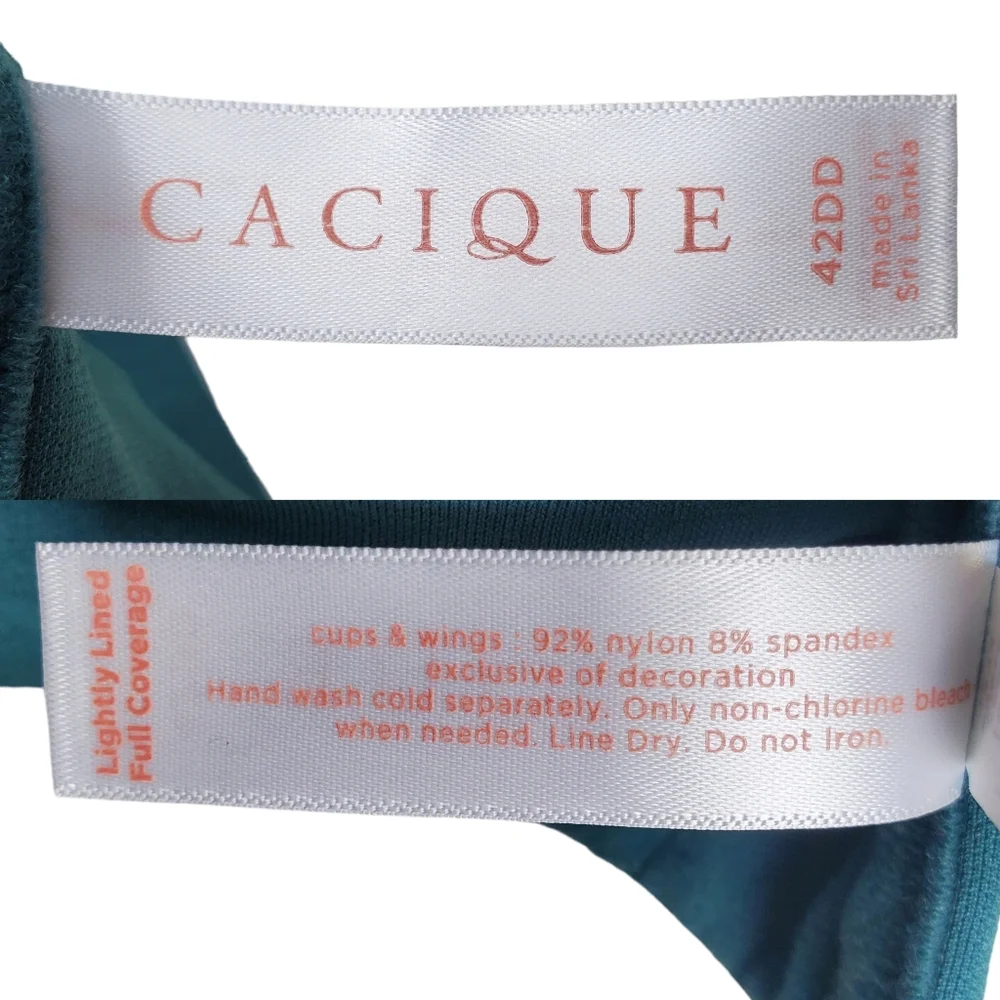 Cacique Teal Blue Lightly Lined Full Coverage Bra Size 42DD